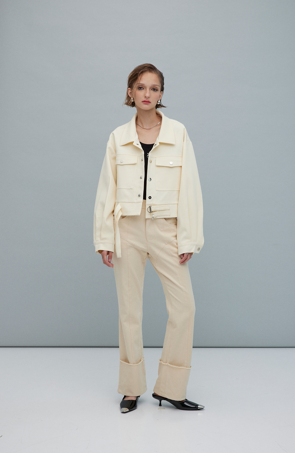 Twotwice - Folded jeans pants