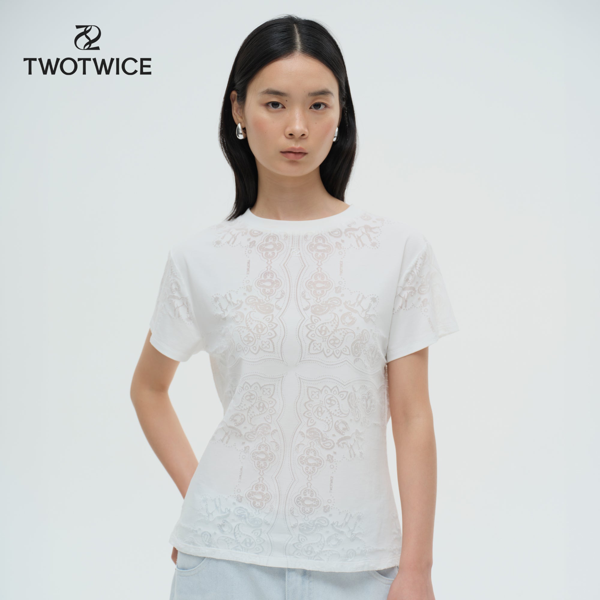 Twotwice - "BURN OUT TEE" - เสื้อยืด Paisley