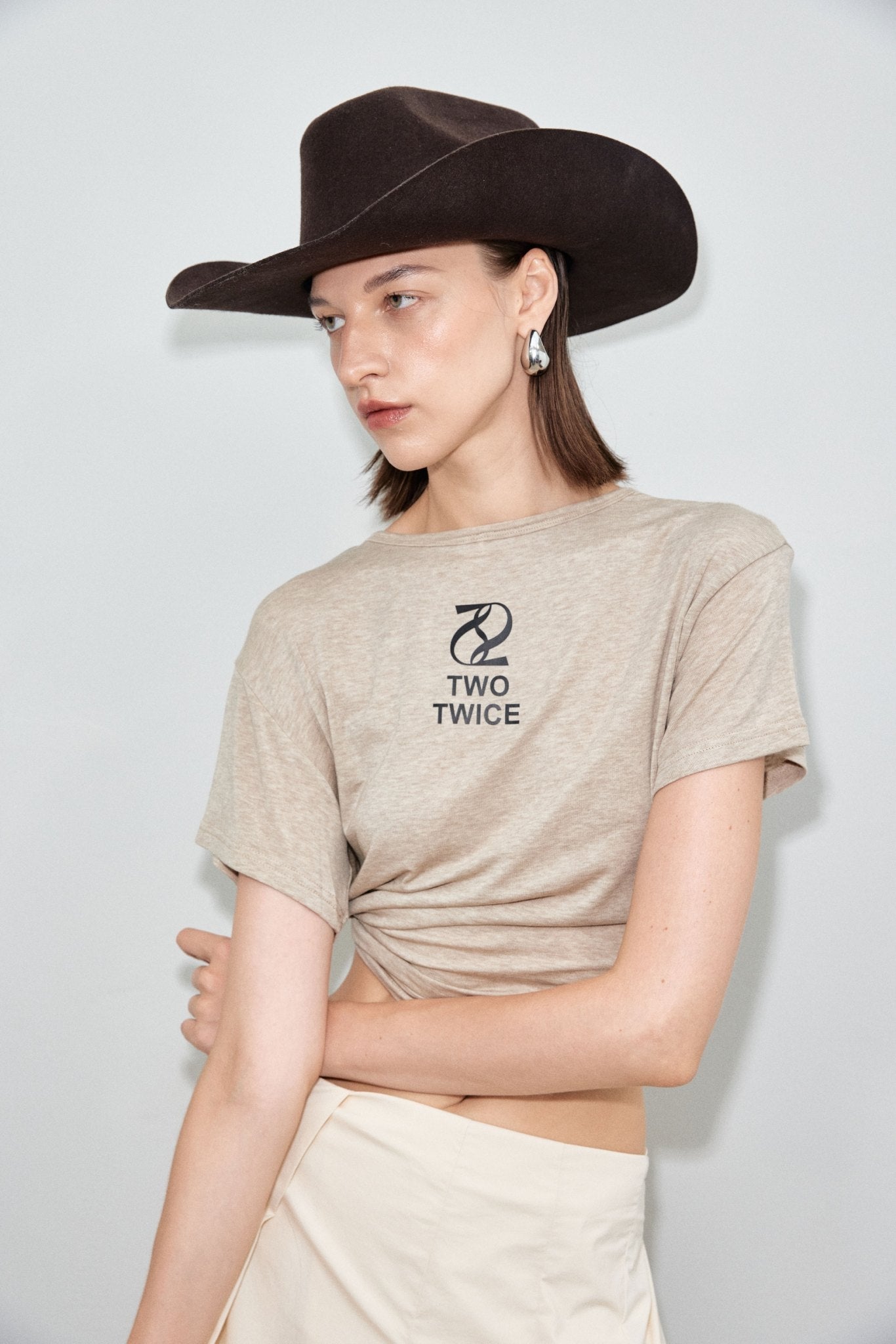 Twotwice - Ultra soft t-shirt Brown tone