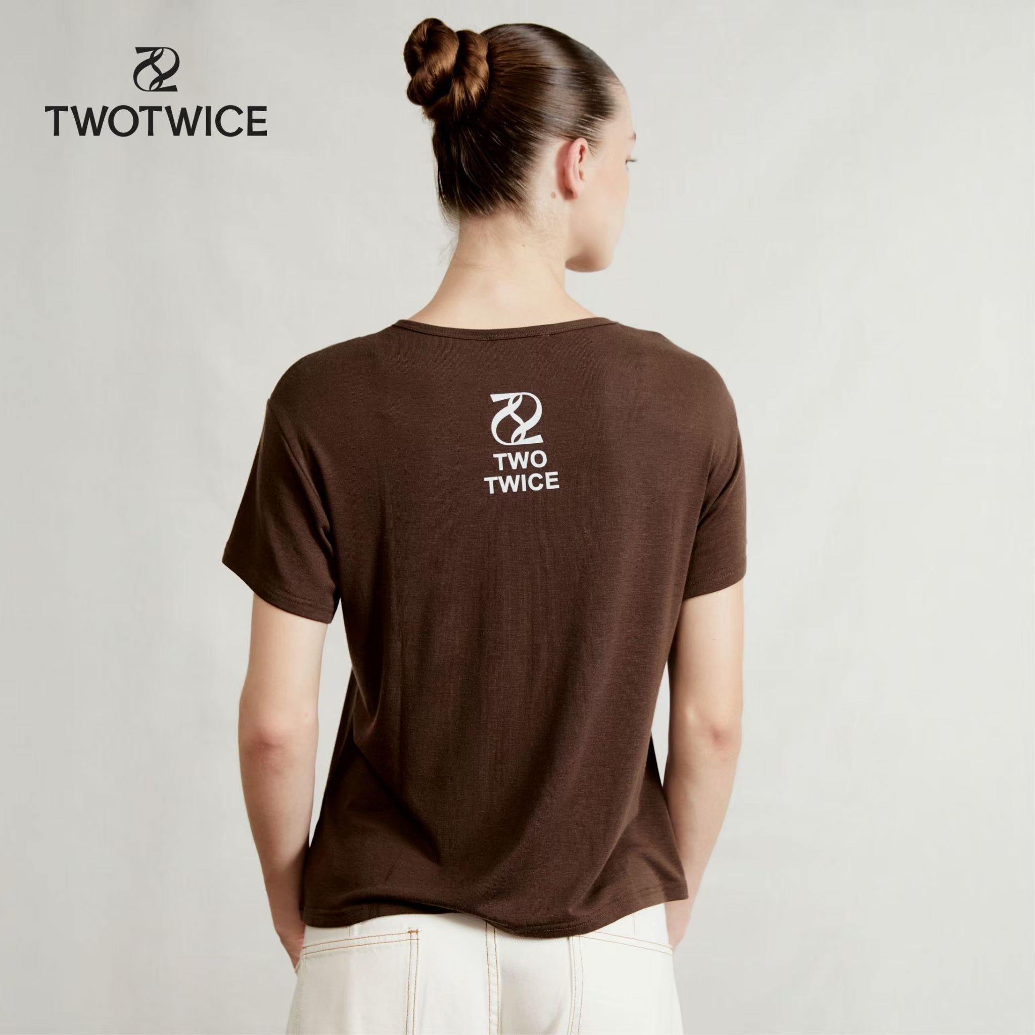 Twotwice - Ultra soft t-shirt Brown tone
