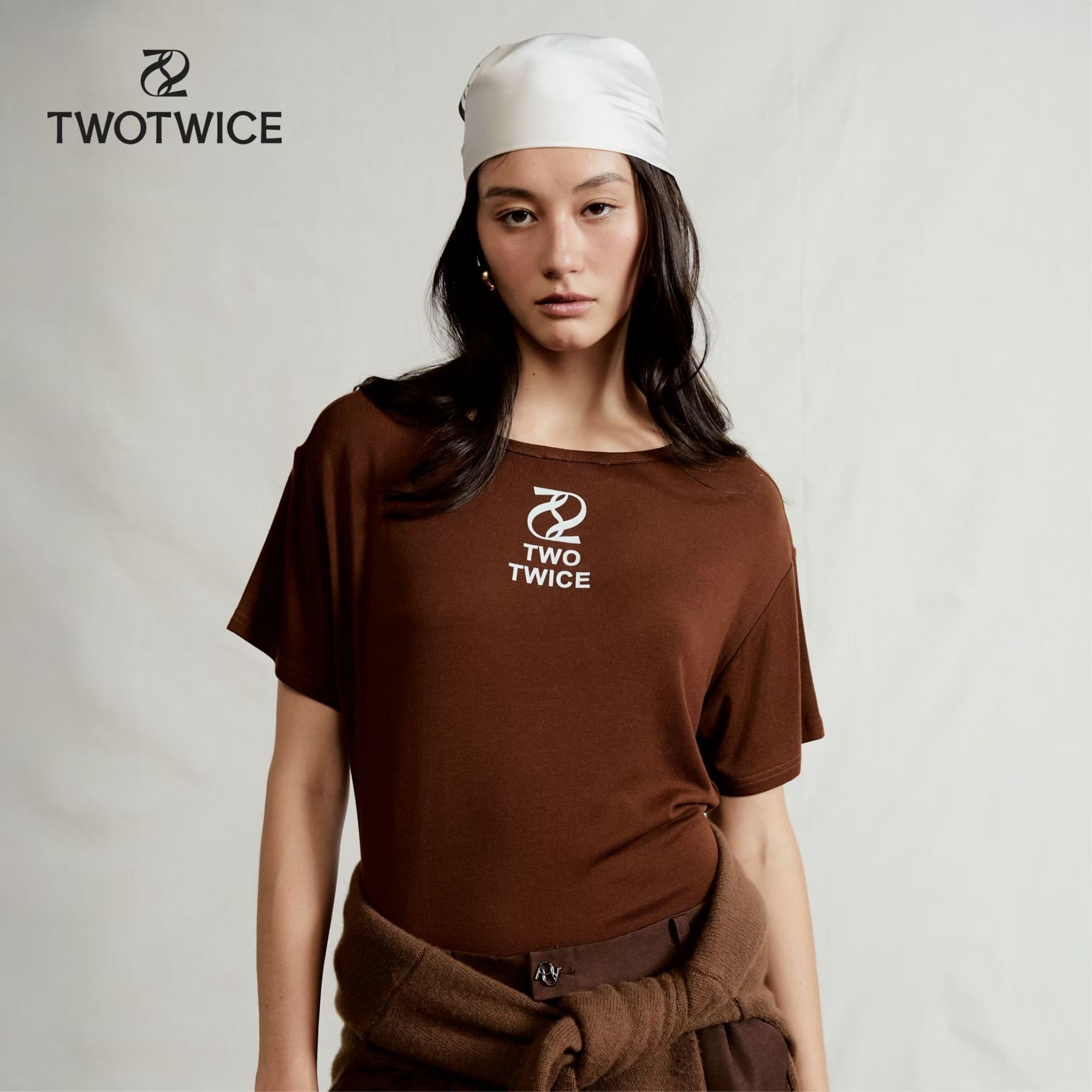 Twotwice - Ultra soft t-shirt Brown tone