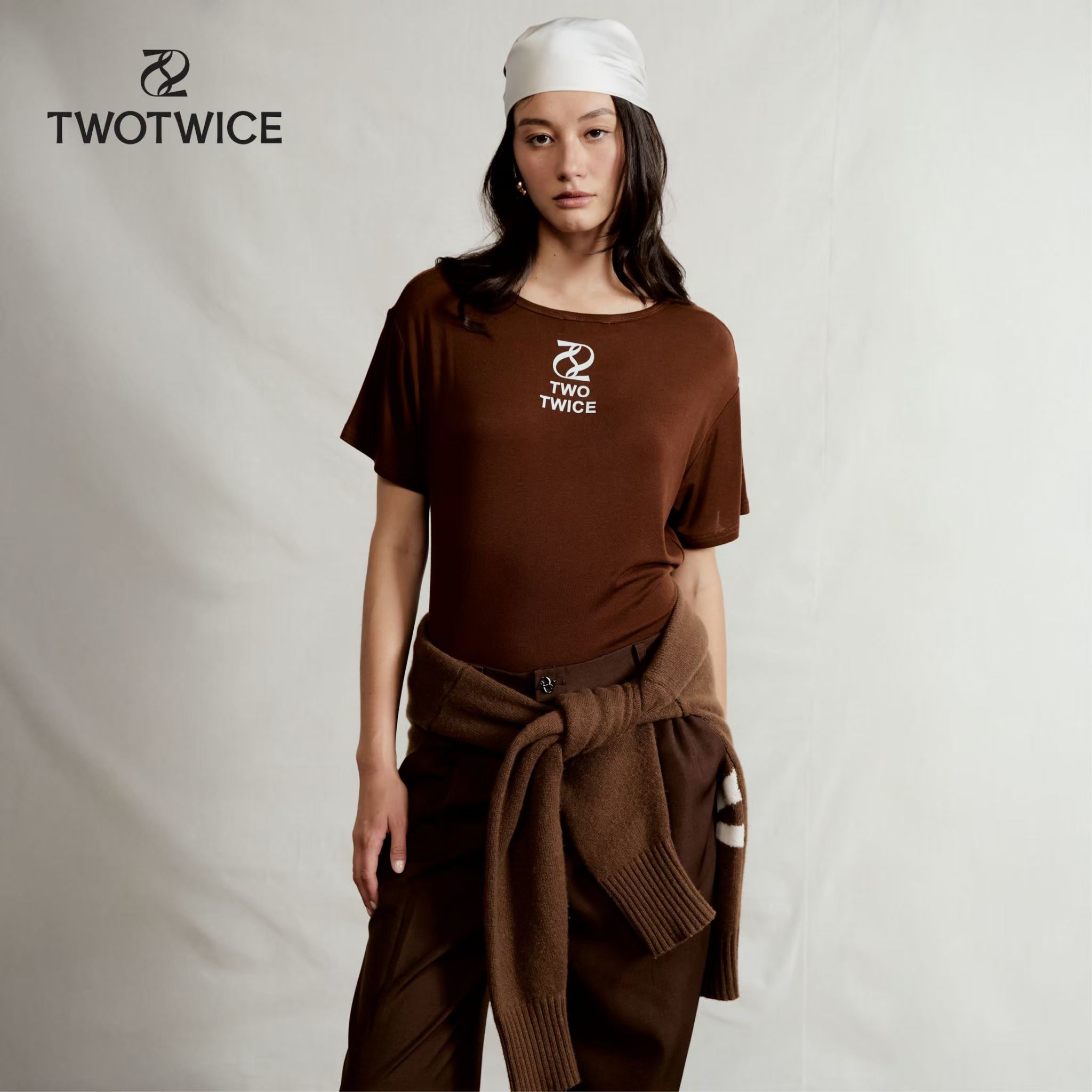 Twotwice - Ultra soft t-shirt Brown tone
