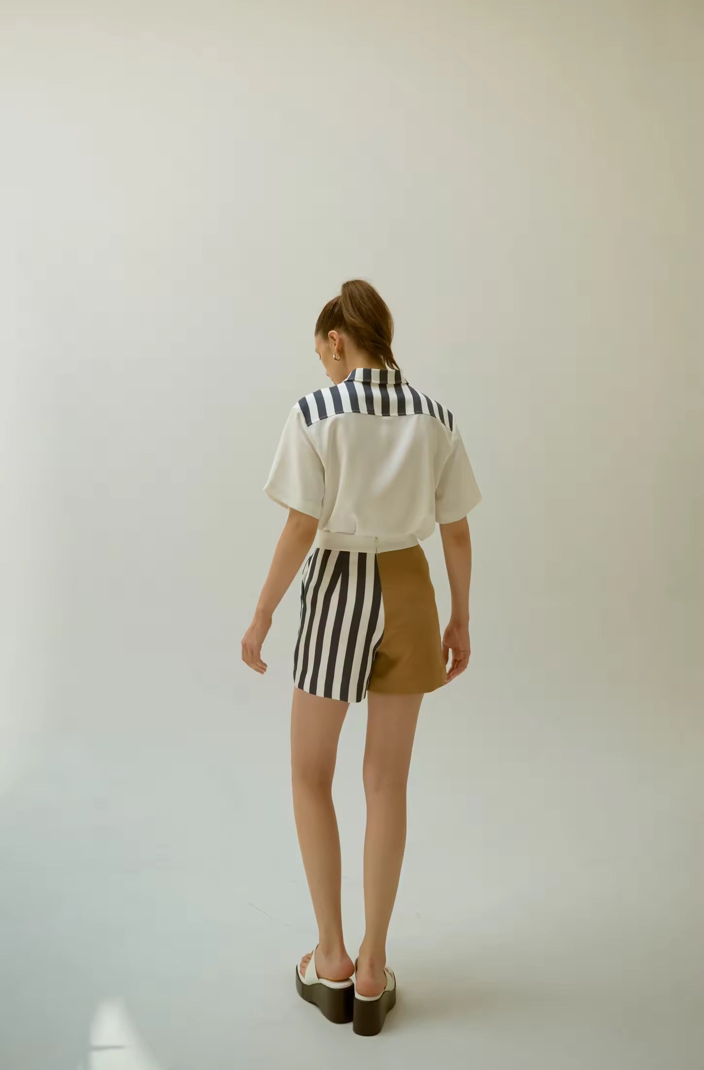 Twotwice - Navy stripe shorts