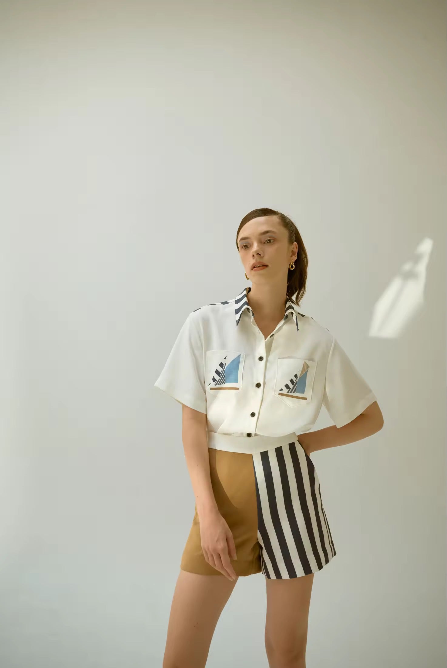 Twotwice - Navy stripe shorts
